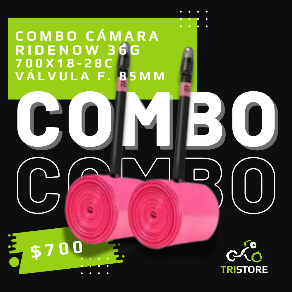 Cámara RideNow 36g TPU 700 X 18-32C. Válvula f. 85mm. (COMBO BICI)