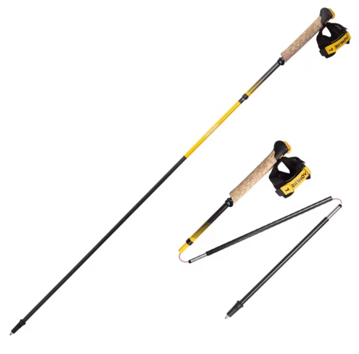Bastones Odyssey 2.0 Carbono 110 cm color Amarillo E4218 con guante - Aonijie
