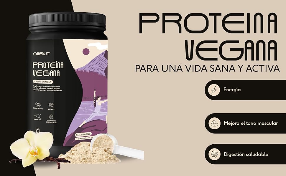 Proteína Vegana sabor Vainilla. (Bote 1kg) - Quenut