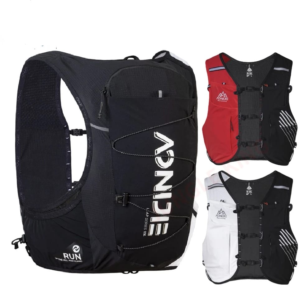 Chaleco senderismo talla S/M capacidad 10lts color negro, incluye 2 ánforas de 500ml - Aonijie