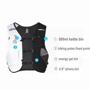 Chaleco senderismo talla S/M capacidad 10lts color negro, incluye 2 ánforas de 500ml - Aonijie