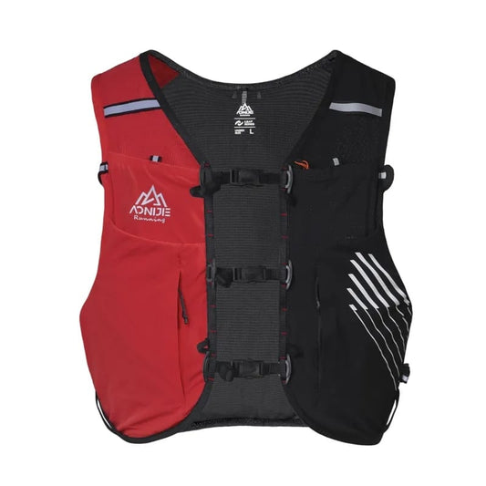 Chaleco senderismo talla M/L capacidad 10lts color negro/rojo, incluye 2 ánforas de 500ml - Aonijie