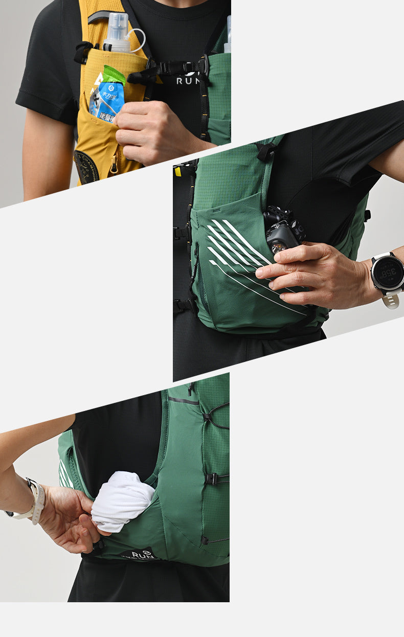 Chaleco de senderismo mod C9116 10lts. Color verde/amarillo. Talla L- Aonijie