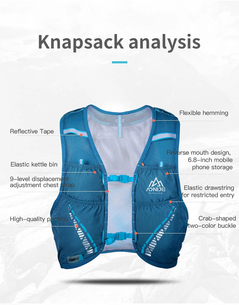 Chaleco senderismo talla M/L capacidad 5lts color azul - Aonijie