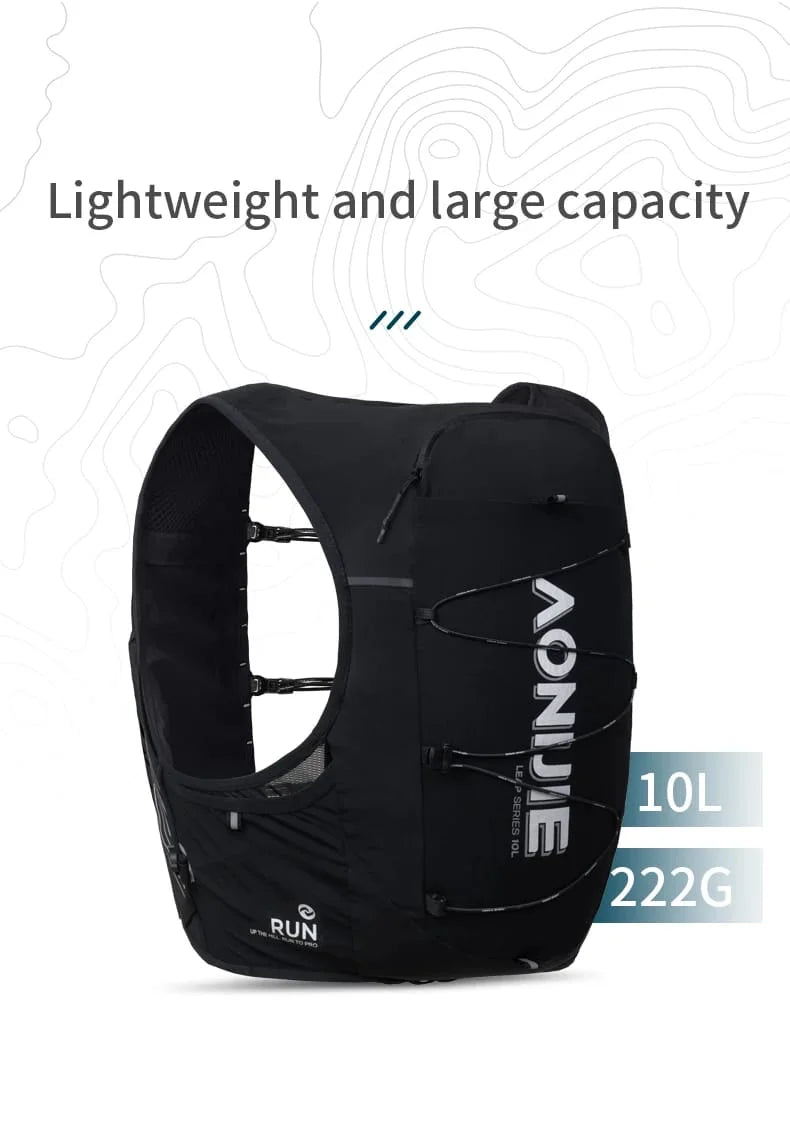 Chaleco senderismo talla S/M capacidad 10lts color negro, incluye 2 ánforas de 500ml - Aonijie