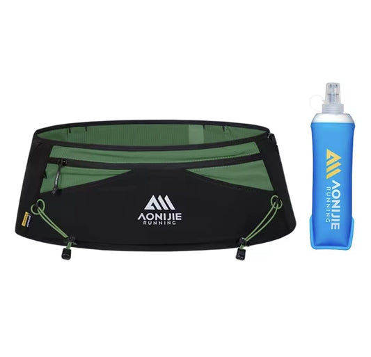 Cinturón serie Mont Blanc porta bastones incluye ánfora 500ml talla L color Negro/verde - Aonijie
