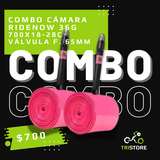 Cámara RideNow 36g TPU 700 X 18-32C. Válvula f. 65mm. (Combo bici)