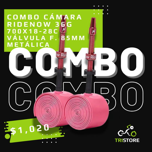 Cámara RideNow 36g TPU 700 X 18-32C. Válvula 85mm metálica. (COMBO BICI)