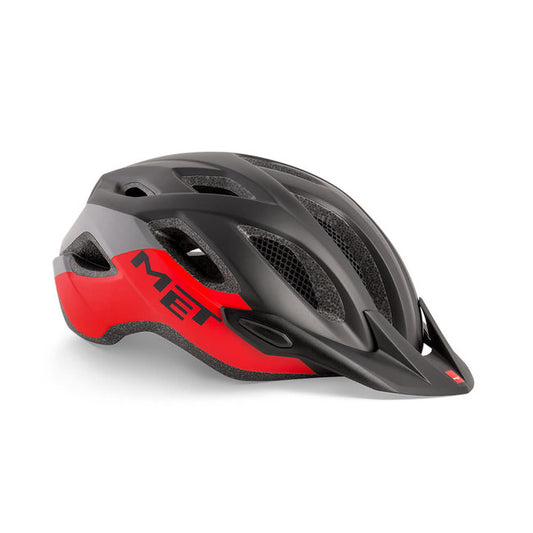 Casco MET Crossover talla M 52/59. Color negro/rojo.