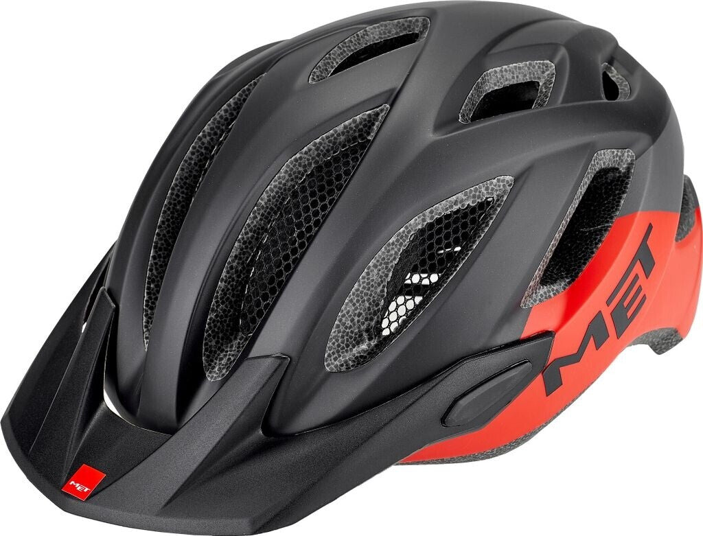 Casco MET Crossover talla M 52/59. Color negro/rojo.