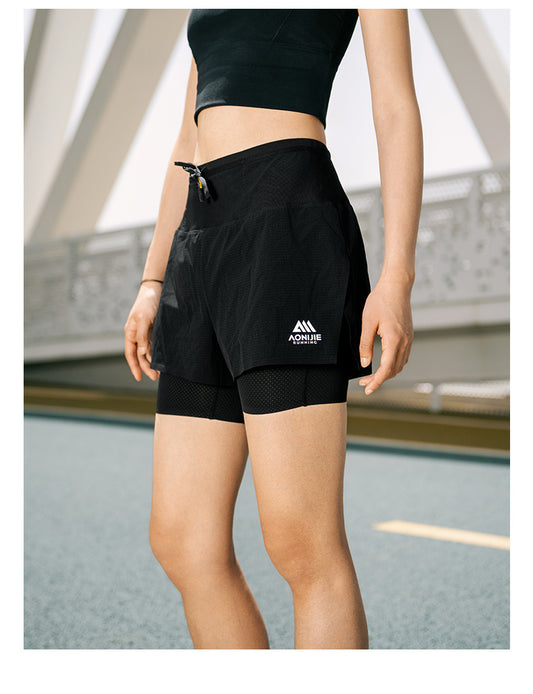 Shorts mujer cinturón integrado talla M/L color negro - Aonijie
