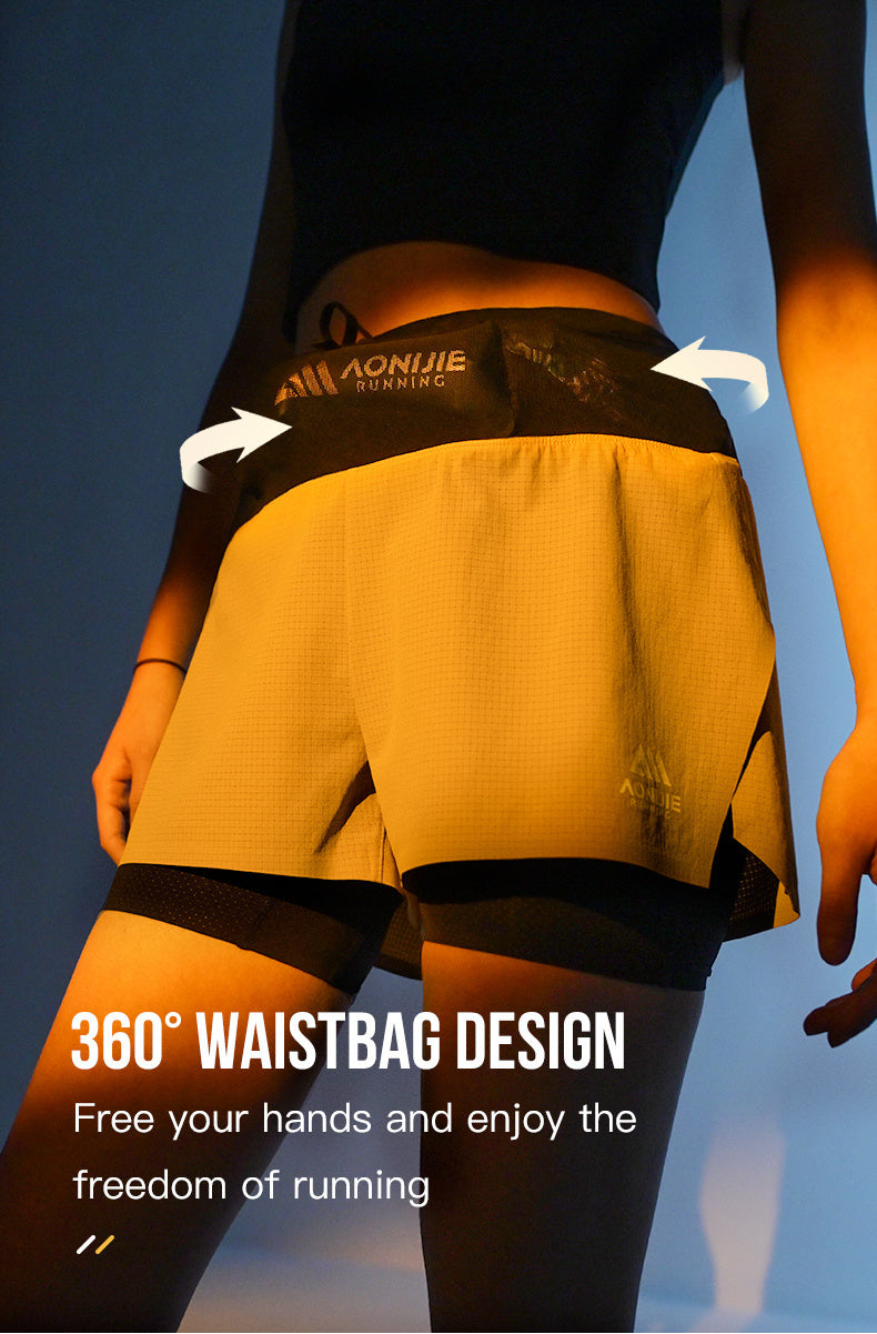 Shorts mujer cinturón integrado talla M/L color negro - Aonijie